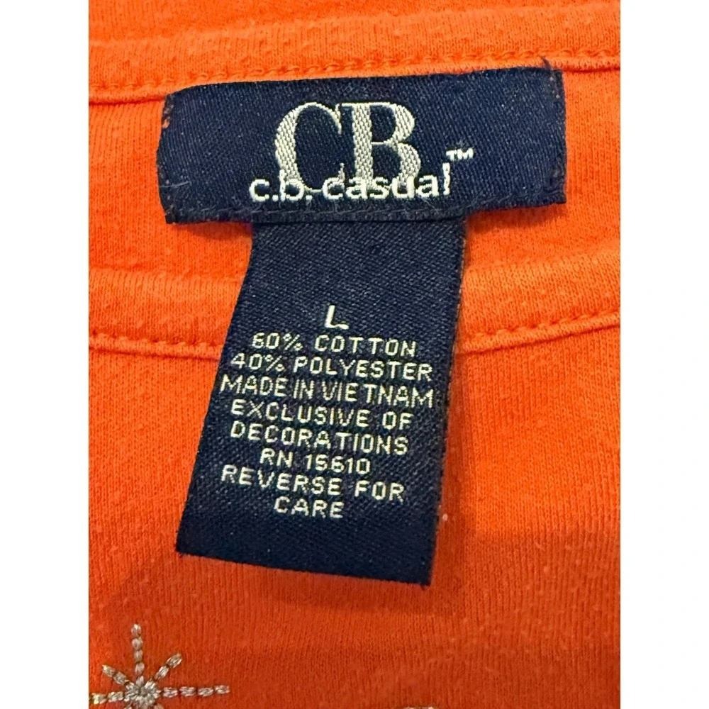 90s VTG C.B. Casual Halloween Ghost Shirt Women's Sz L Orange Embroidered Tee - Picture 4 of 4